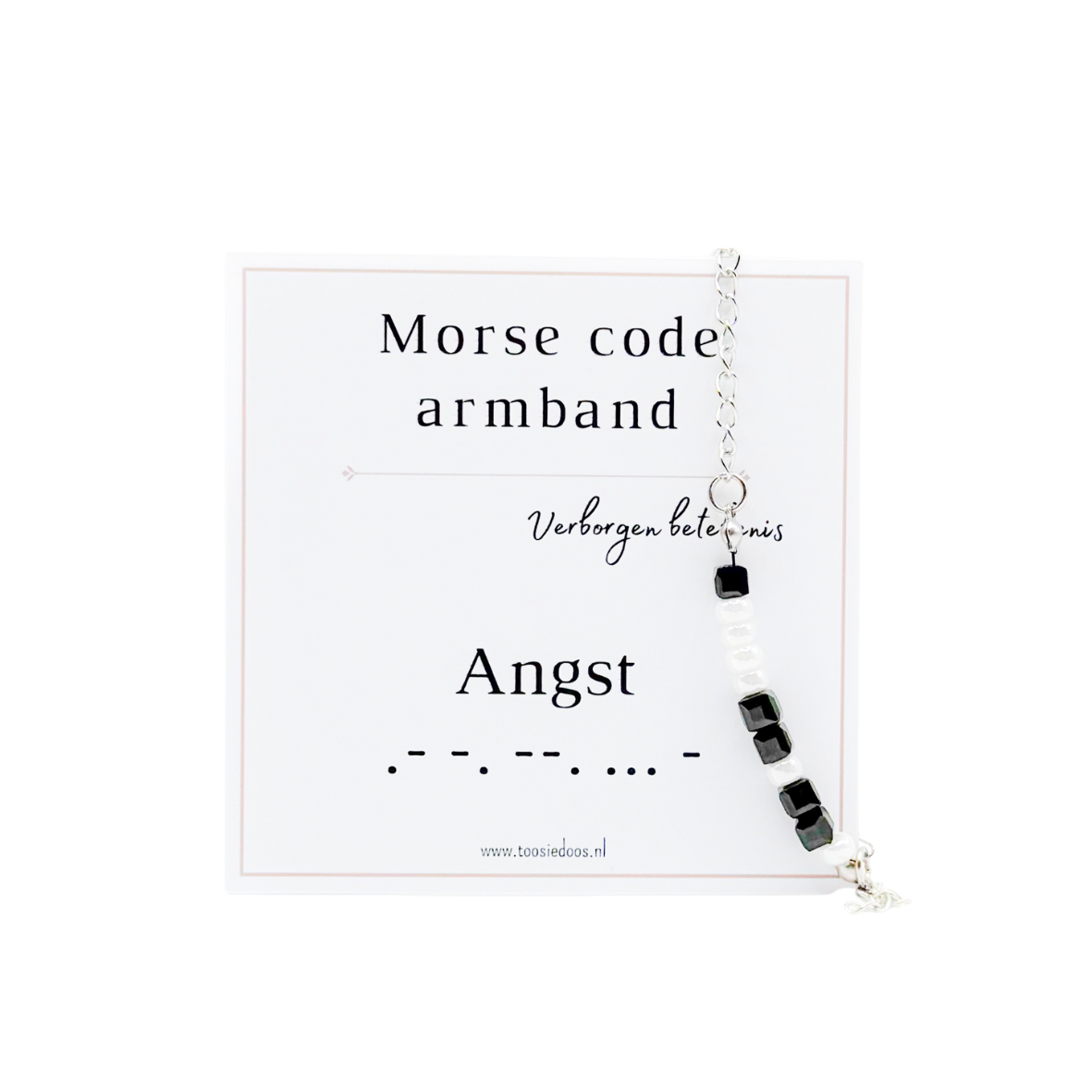 Angst morse code armband (zilver)