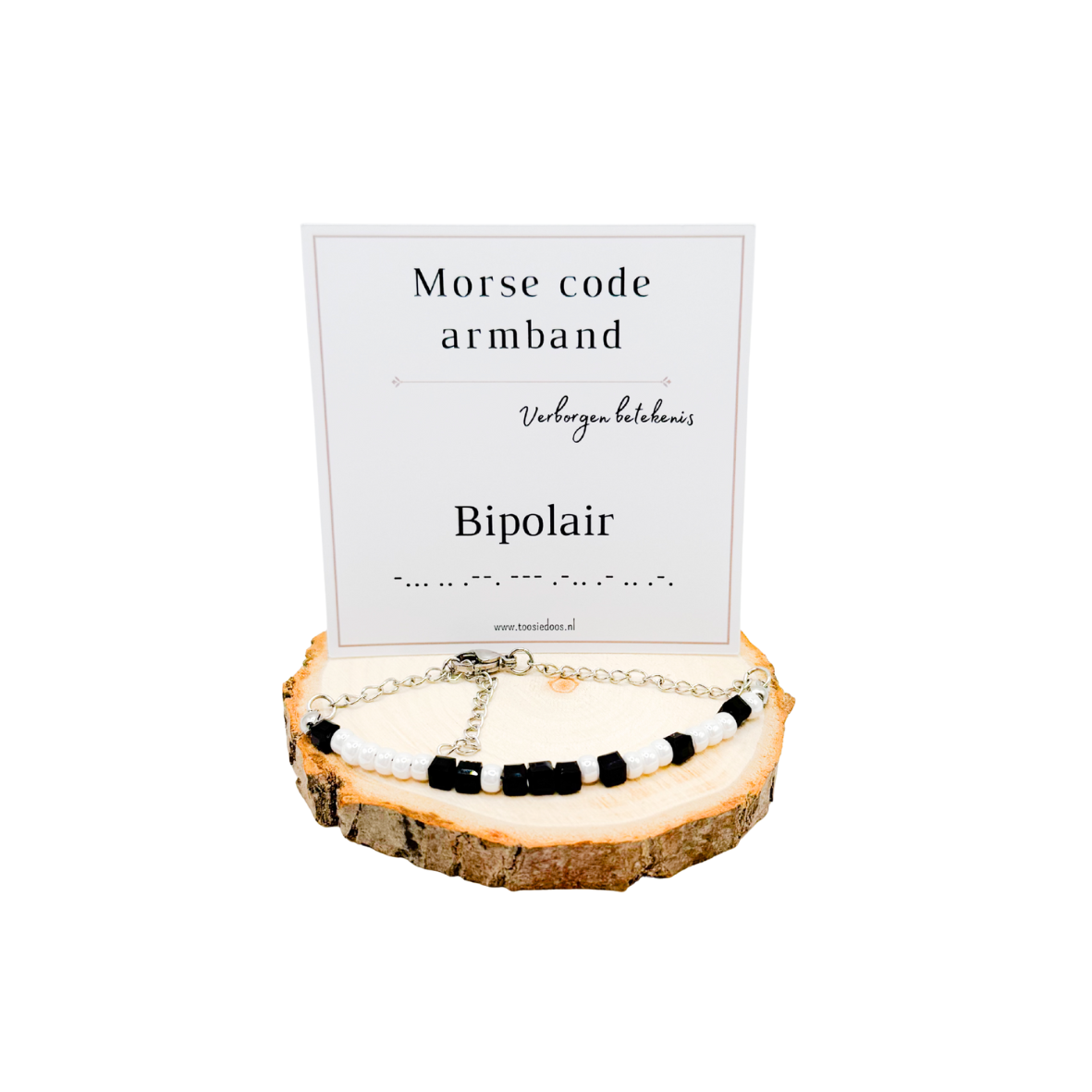 Bipolair morsecode armband (zilver)