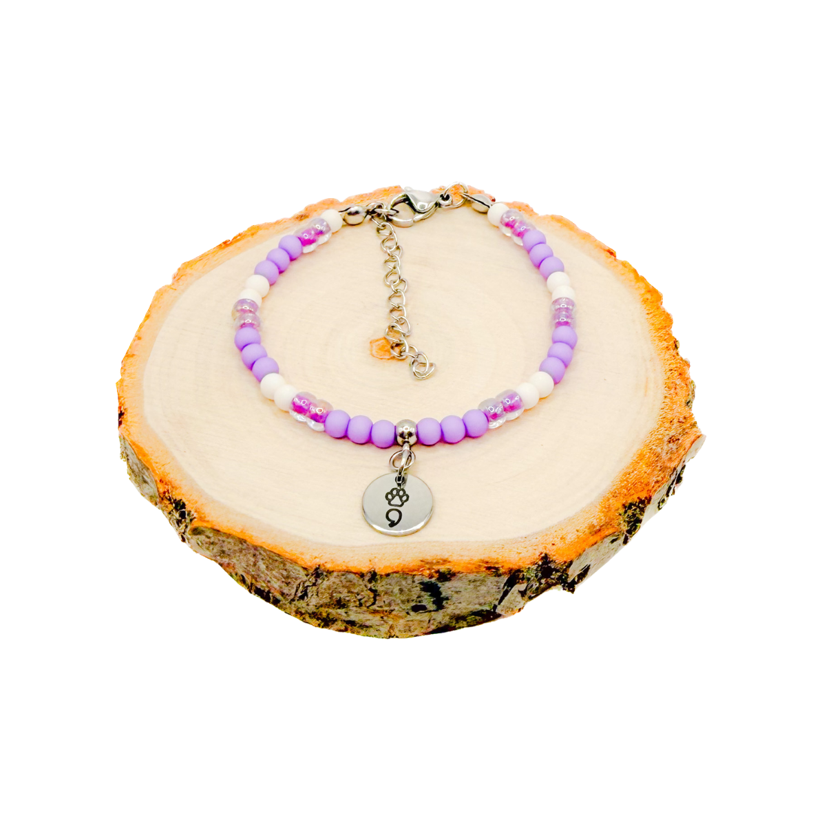 Semicolon dierenpootje zilver/paars