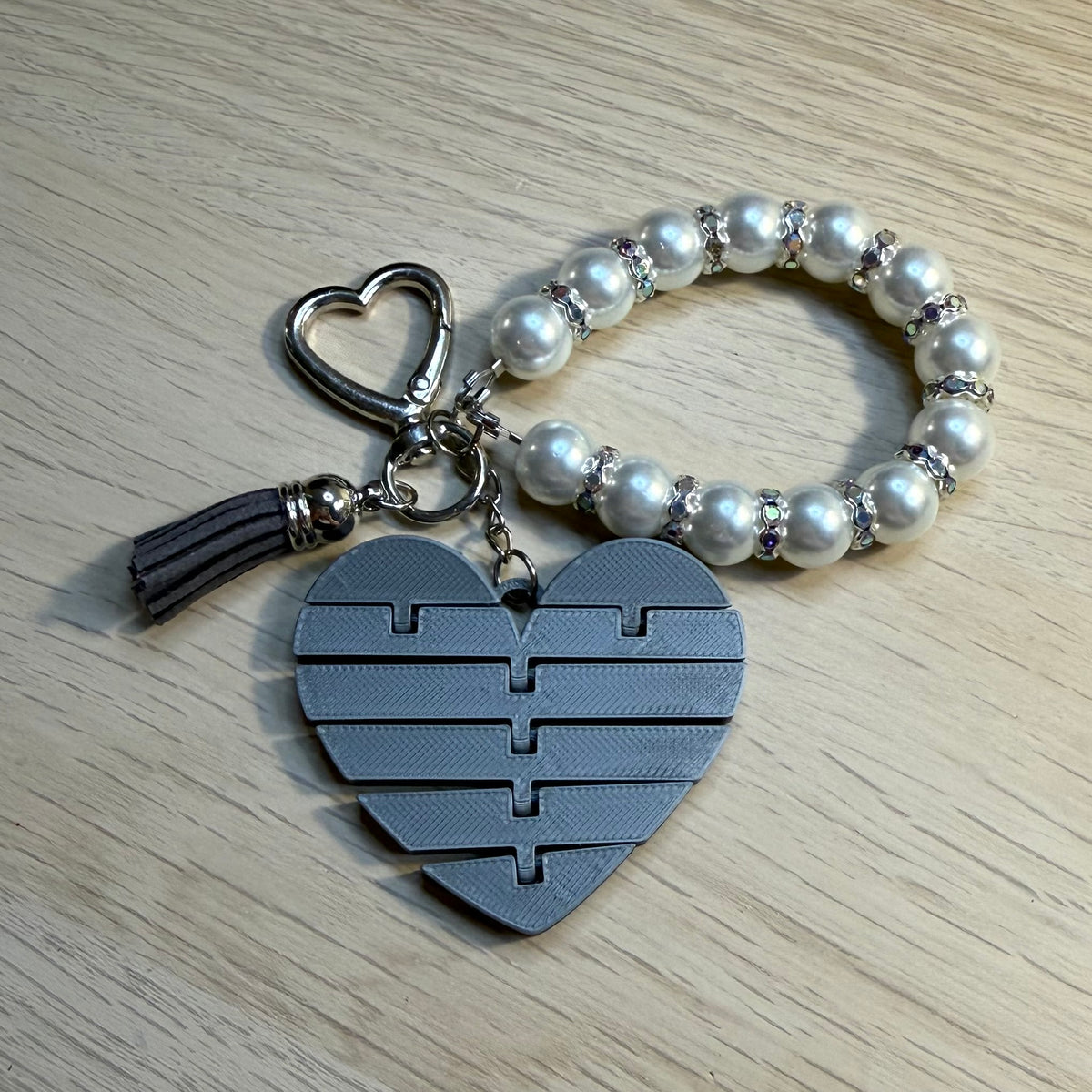 Flexi hart zilver - parel