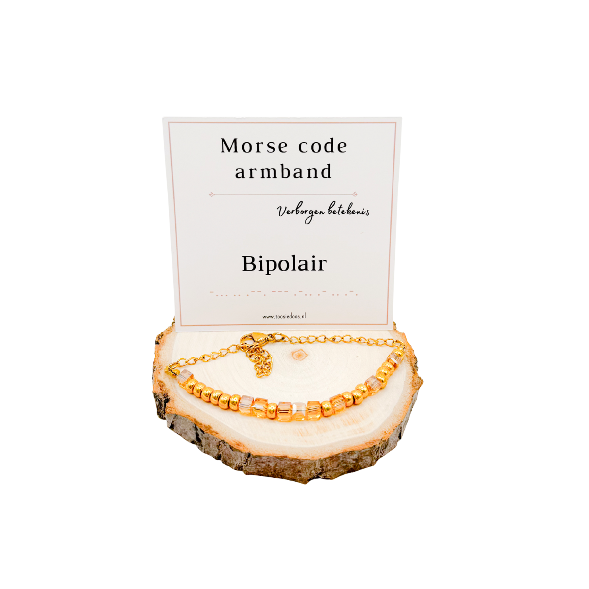 Bipolair morsecode armband (goud)