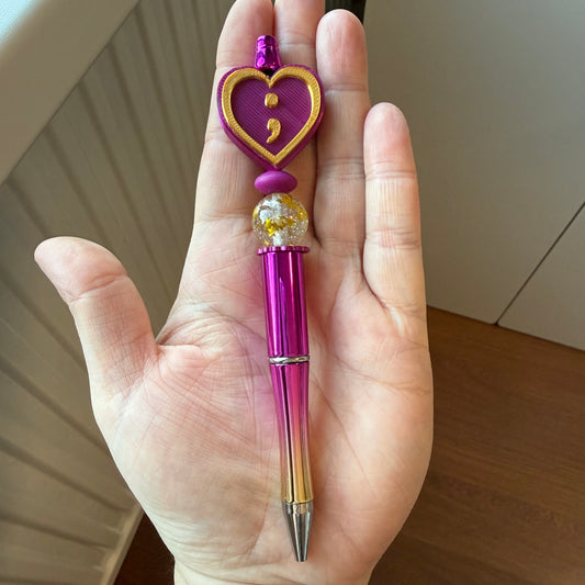Semicolon pen - paars/goud