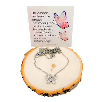Troost vlinder ketting - zilver