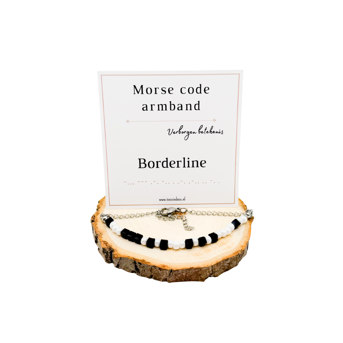 Borderline morsecode armband (zilver)