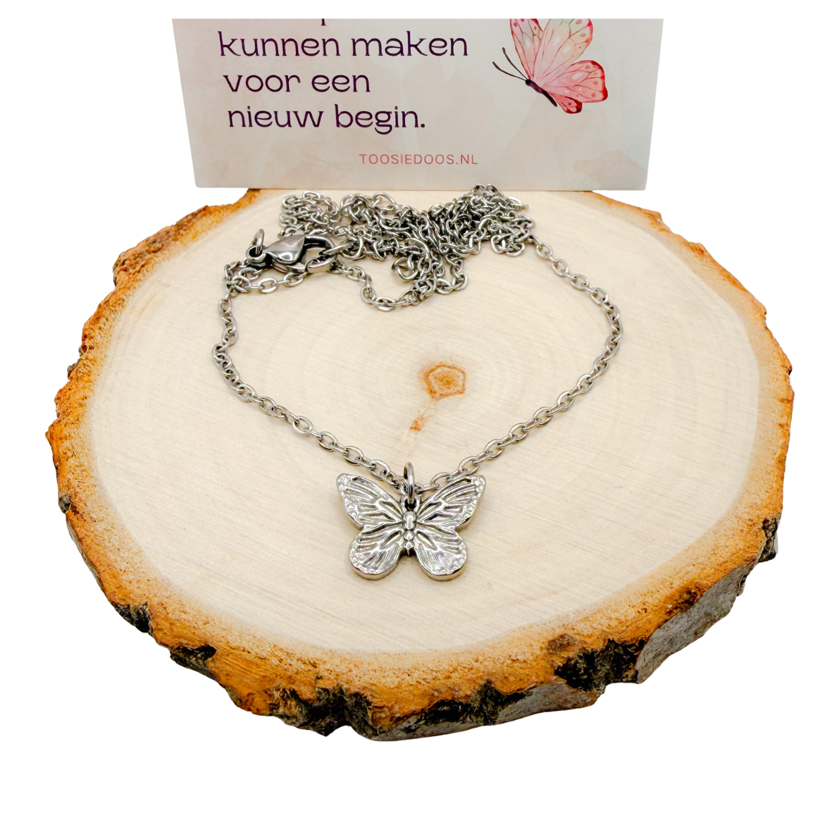 Troost vlinder ketting - zilver
