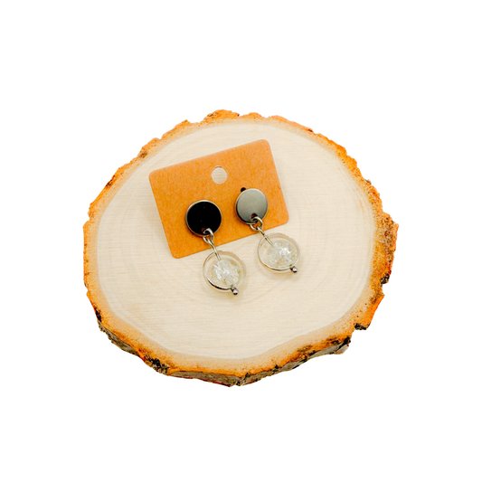 Crackle shine silver (fidget oorbellen)