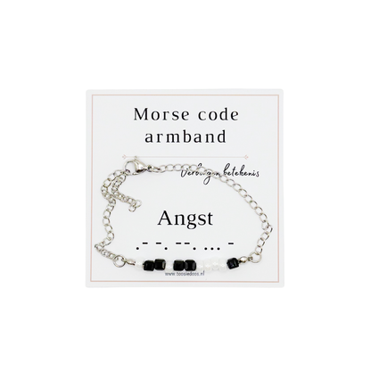 Angst morse code armband (zilver)