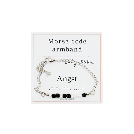 Angst morse code armband (zilver)