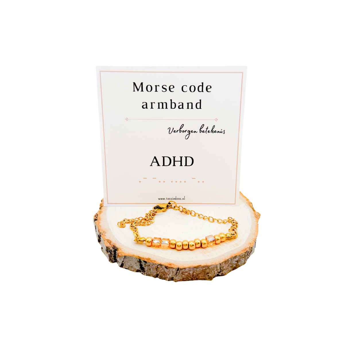 ADHD morsecode armband (goud)
