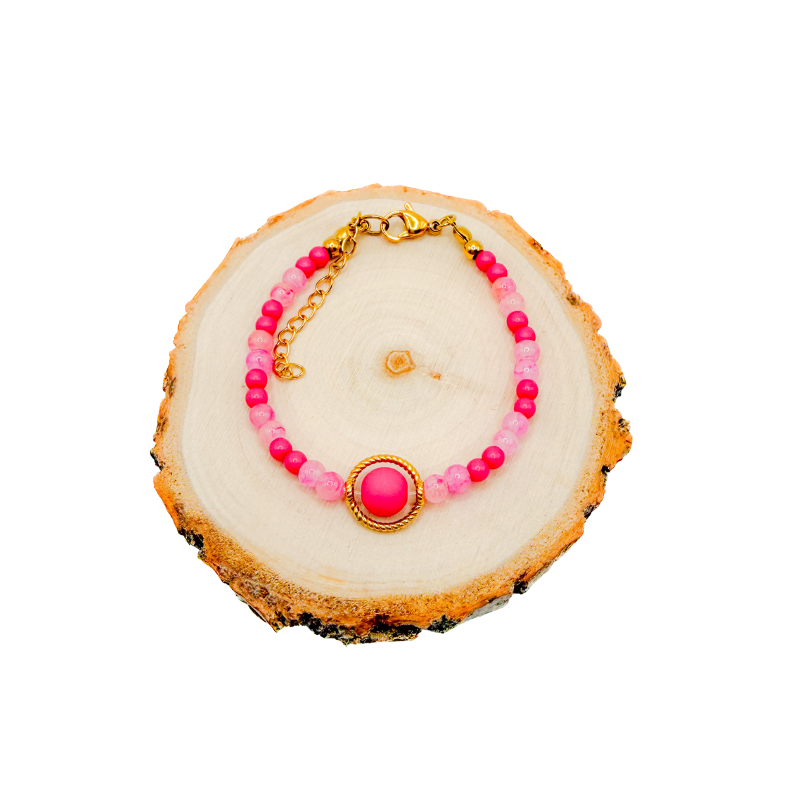 Fidget roze armband (goud)