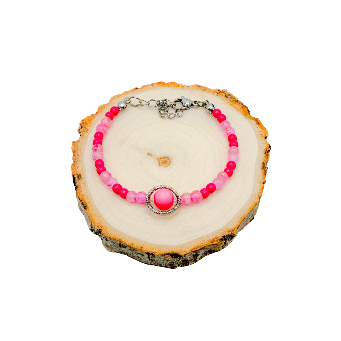 Fidget roze armband (zilver)