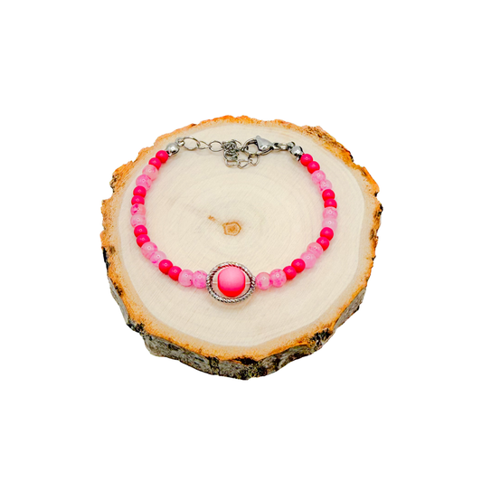 Fidget roze armband (zilver)