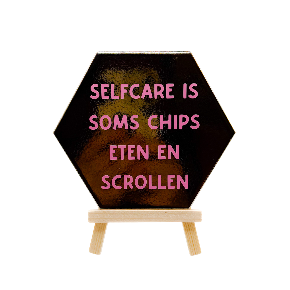 Tegel selfcare is soms chips eten en scrollen (brons/roze)
