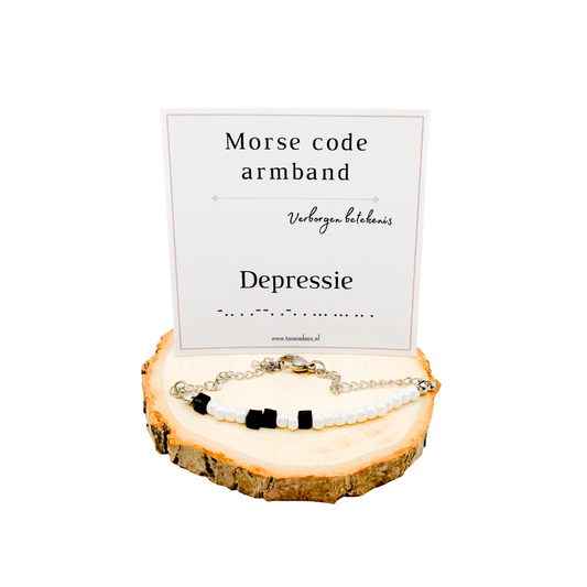 Depressie morsecode armband (zilver)