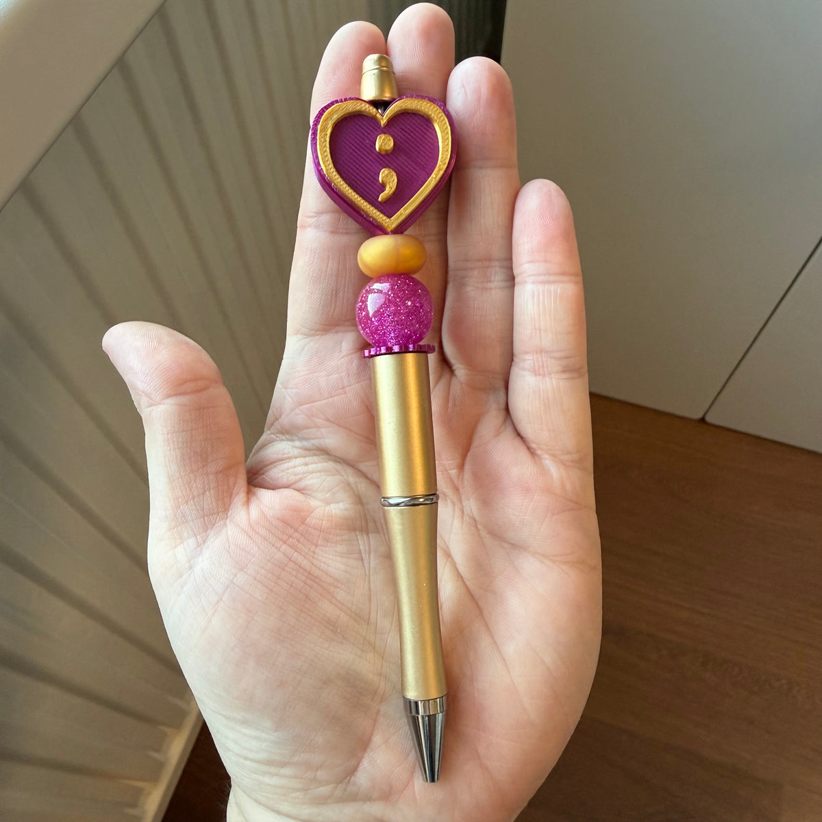 Semicolon pen - goud/paars