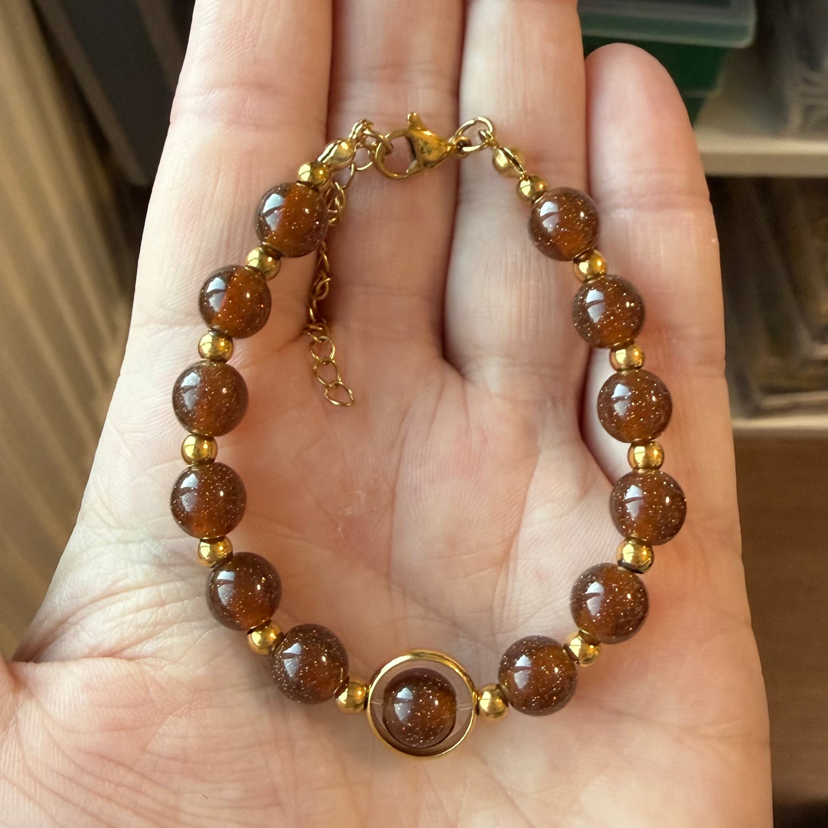 Fidget armband bruin glitter