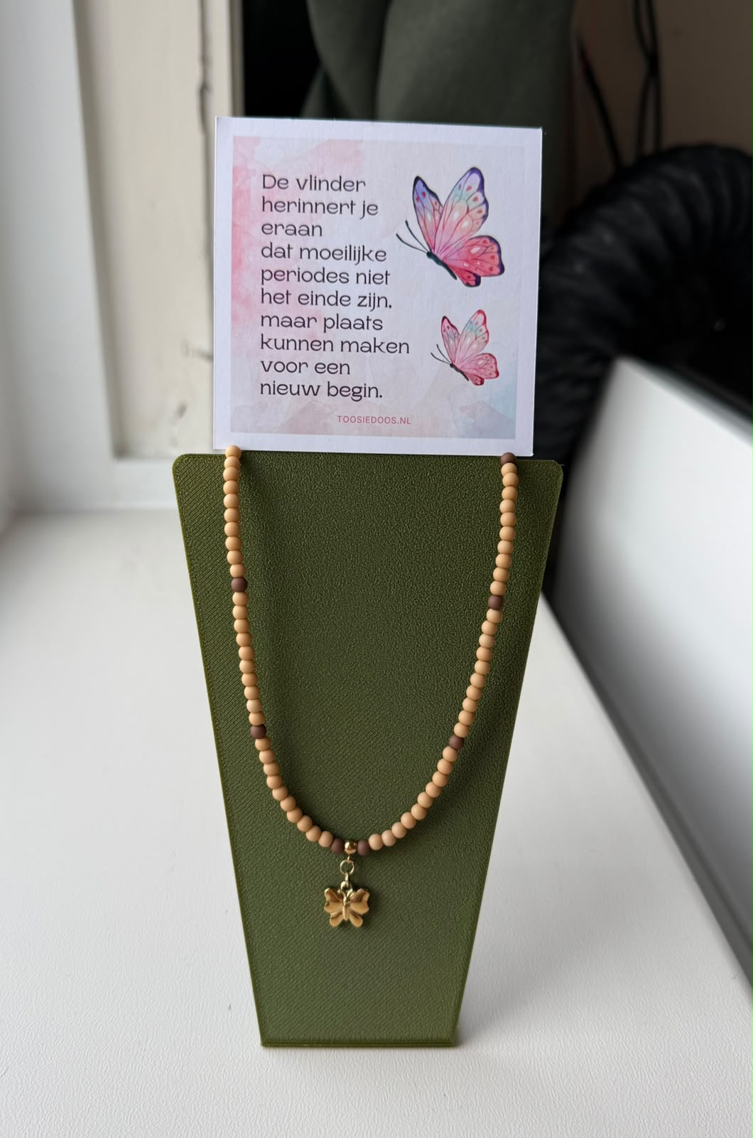 Troost vlinder ketting beads - goud