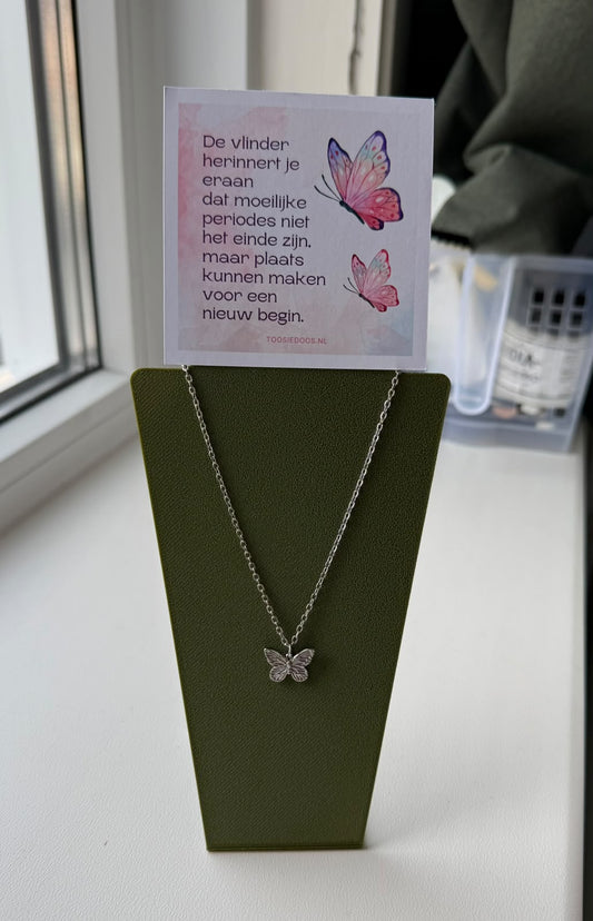 Troost vlinder ketting - zilver
