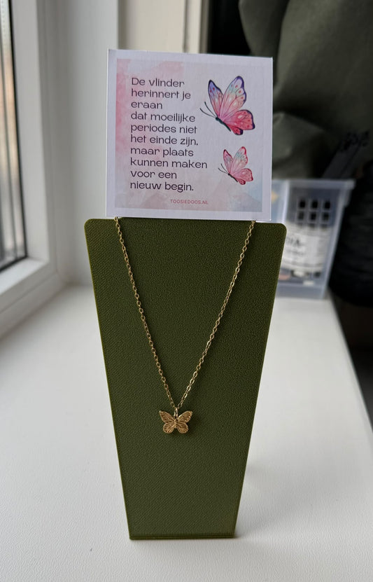 Troost vlinder ketting - goud